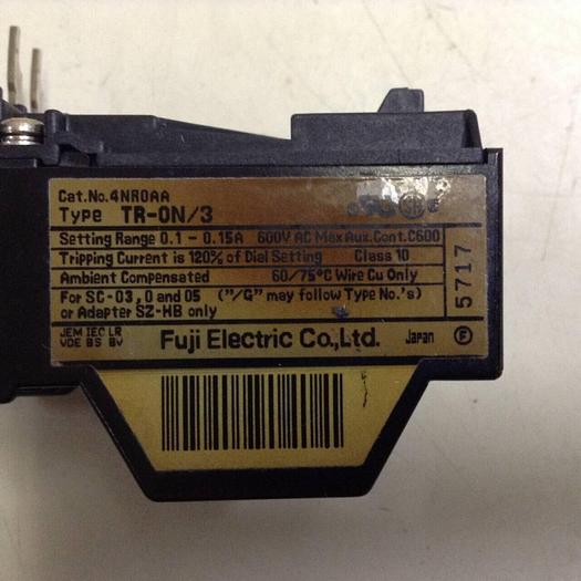 Used FUJI ELECTRIC Overload Relay TR-ON/3 4NROAA #88983