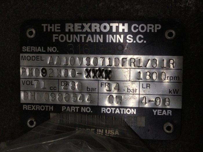 Used REXROTH Hydraulic Pump AA10VS071DFR131RPKC92N00 Used
