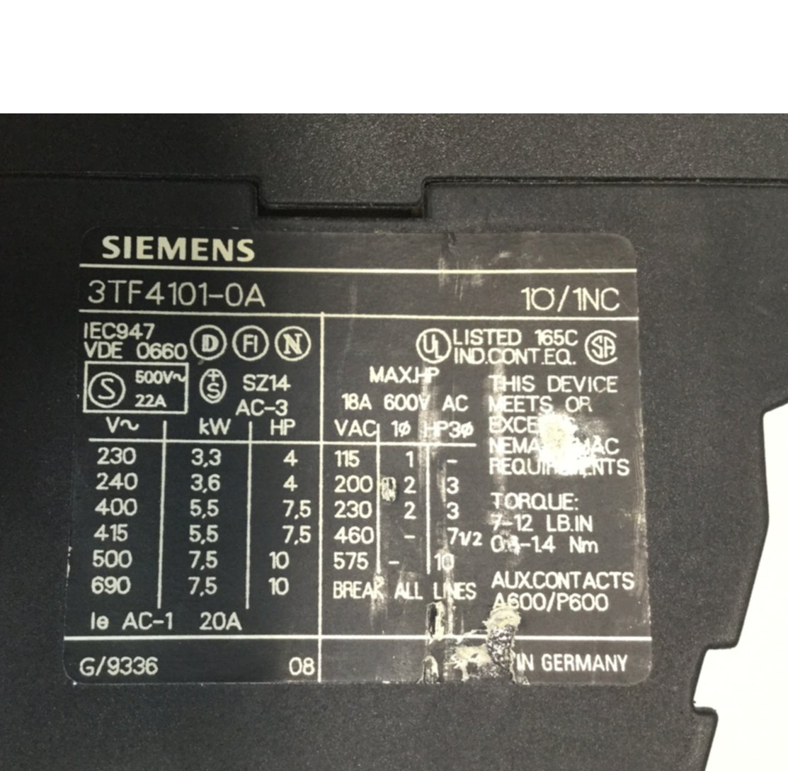 Used SIEMENS Contactor 3TF4101-0A USED
