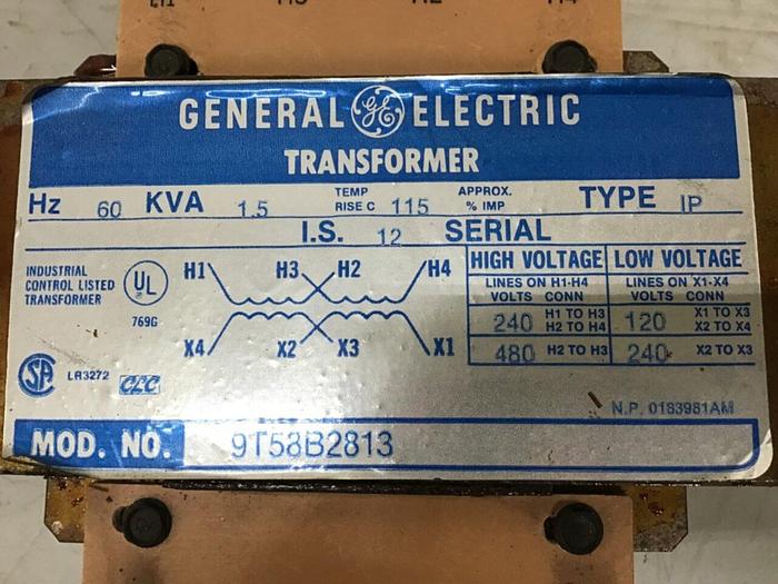 Used GENERAL ELECTRIC (G.E.) 1.5 kVA Transformer 9T58B2813 #134360