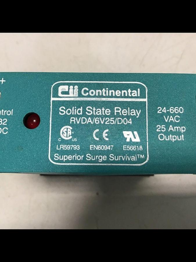 Used CONTINENTAL INDUSTRIES Solid State Relay RVDA/6V25/D04 Used