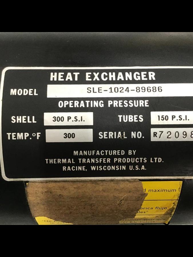 Used THERMAL TRANSFER Heat Exchanger SLE-1024-89686 #138915