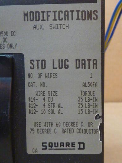 Used SQUARE D 20 Amp Circuit Breaker FAL360201212 USED