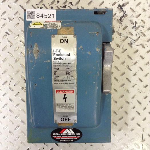 Used SIEMENS 30 Amp Disconnect Switch F351 #84521