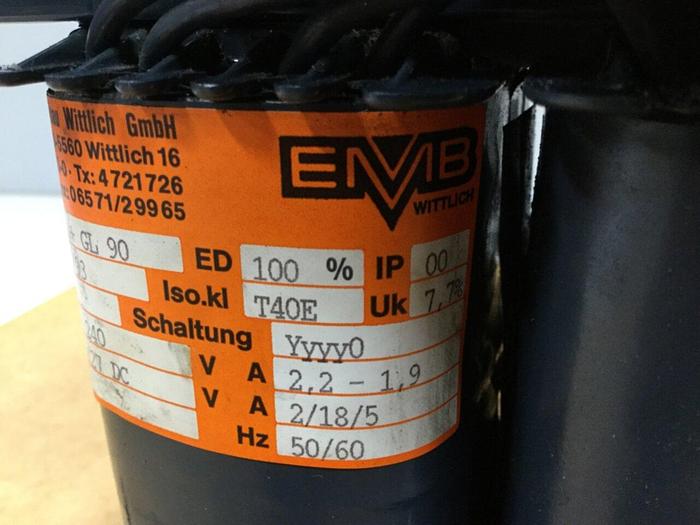 Used EMB WITTLICH 0.73 kVA Transformer PU90 + GL90 #102392