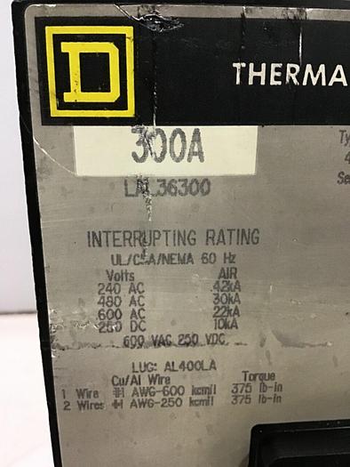 Used SQUARE D 300 Amp Circuit Breaker LAL36300 #145127