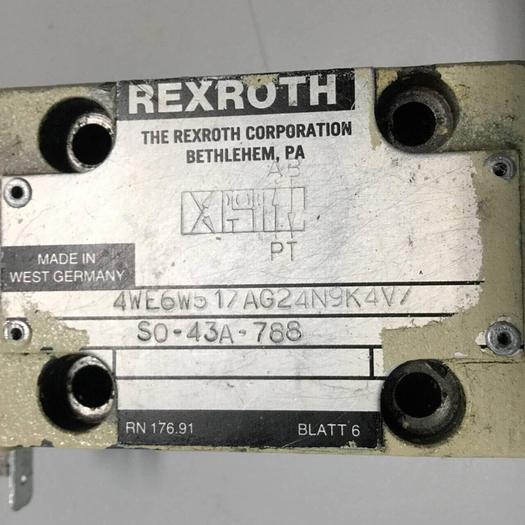 Used REXROTH Valve 4WE6W517AG24N9K4V/ #92379