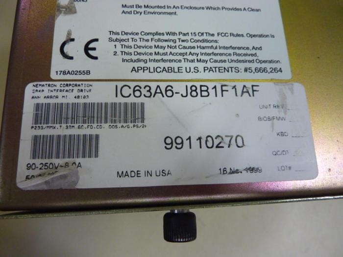 Used NEMATRON CORP Operator Interface IC63A6-J8B1F1AF Used