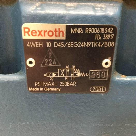 Used REXROTH Valve 4WEH10D456EG24N9TK4B08 Used