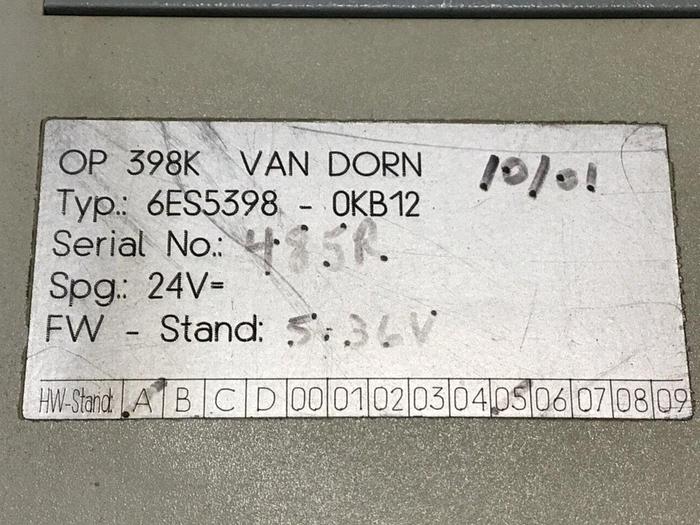 Used VAN DORN OP 398K Pathfinder Operator Control 6ES5398-0KB12 #123963