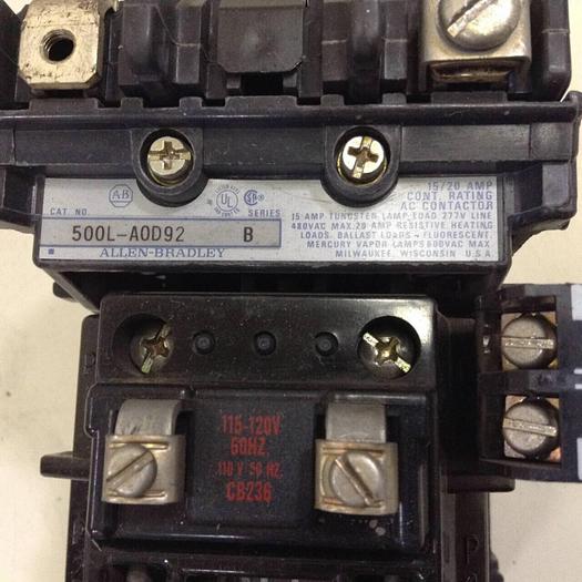 Used ALLEN BRADLEY Contactor 500L-AOD92 SER B #71464