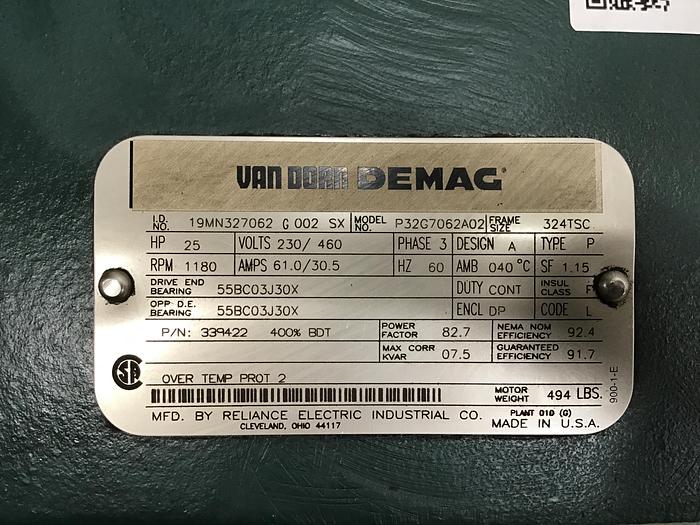 Used RELIANCE ELECTRIC Motor  P32G7062A02 Used #144431