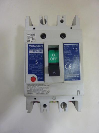 Used MITSUBISHI 5 Amp No-Fuse Breaker NF50-SWU3-5 #60746