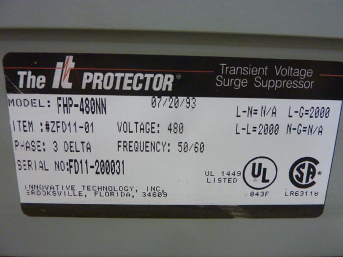 Used INNOVATIVE TECHNOLOGY INC Surge Suppressor FHP-480NN #67371