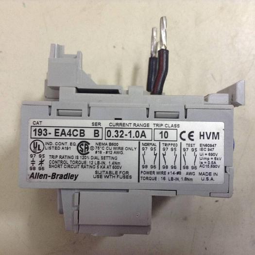 Used ALLEN BRADLEY Overload Relay 193-EA4CB SER B #85807