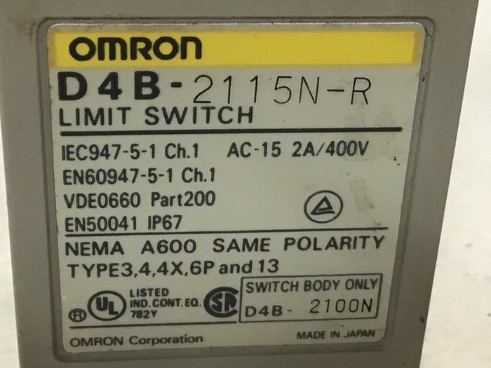 Used OMRON Limit Switch D4B-2115N-R #121532