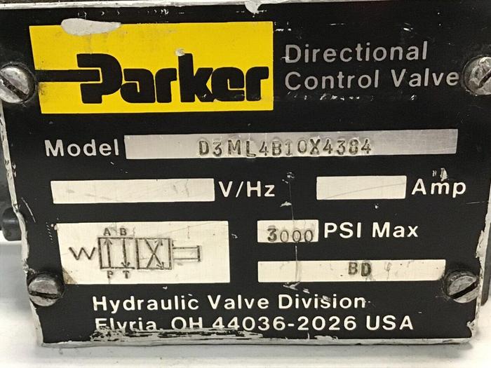 Used PARKER Directional Control Valve D3ML4B10X4384 USED
