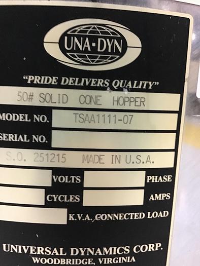 Used UNA-DYN Solid Cone Hopper TSAA1111-07 Used #139033
