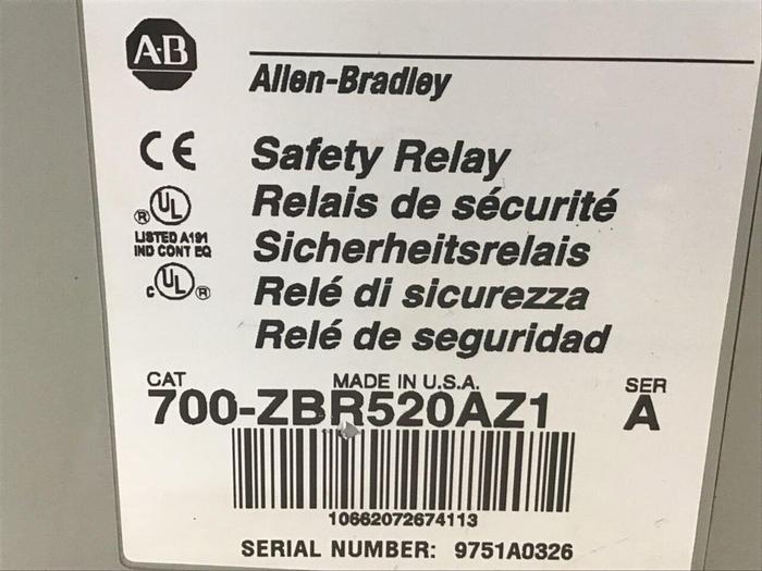 Used ALLEN BRADLEY Safety Relay 700-ZBR520AZ1 SER A Used