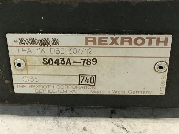 Used REXROTH Valve LFA16DBE60/12S043A-789 #140425