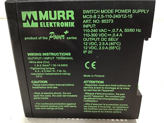 Used MURR ELEKTRONIK Switch Mode Power Supply MCS-B 2.5-110-240 #140278
