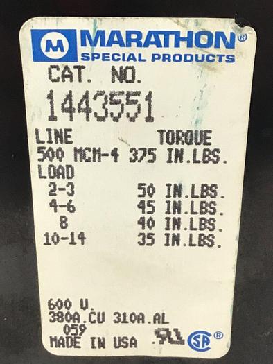 Used MARATHON Power Terminal Block 1443551 #138213