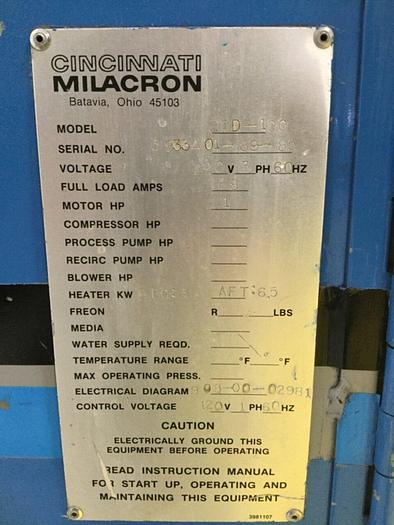 Used CINCINNATI MILACRON 100 CFM Desiccant Dryer CDD-100 Used