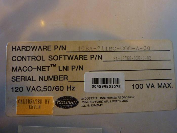 Used BARBER COLMAN Control Card Rack 40BA-211BC-COO-A-00 USED