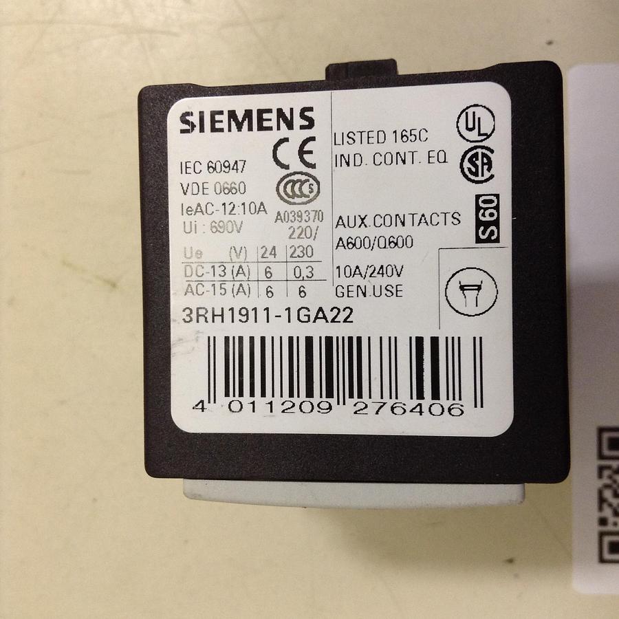 Used SIEMENS Auxiliary Contact 3RH1911-1GA22 Used