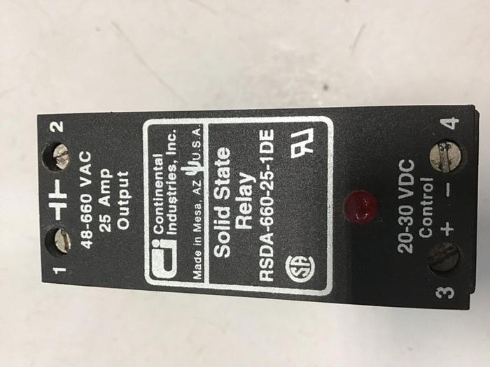 Used CONTINENTAL INDUSTRIES Solid State Relay RSDA-660-25-1DE #134769