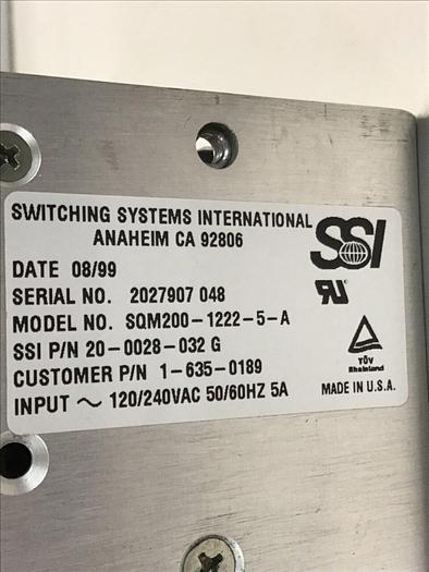 Used SSI TECHNOLOGY INC Power Supply SQM200-1222-5-A #145069