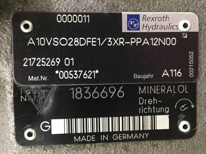 Used REXROTH Piston Pump A10VSO28DFE13XRPPA12N00 #100490