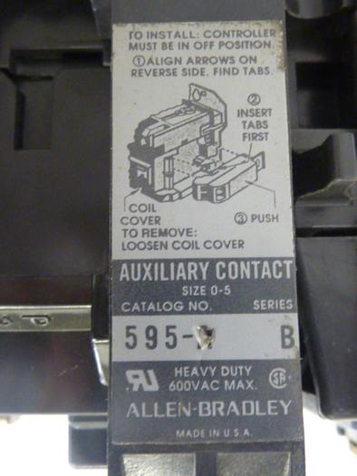 Used ALLEN BRADLEY Starter Size 1 509-BOD SER B W52 #50053