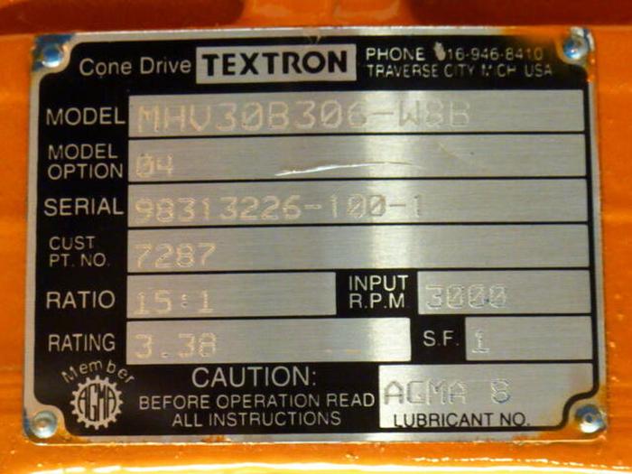 Used TEXTRON Gearbox / Motor MHV30B306-W8B #29078
