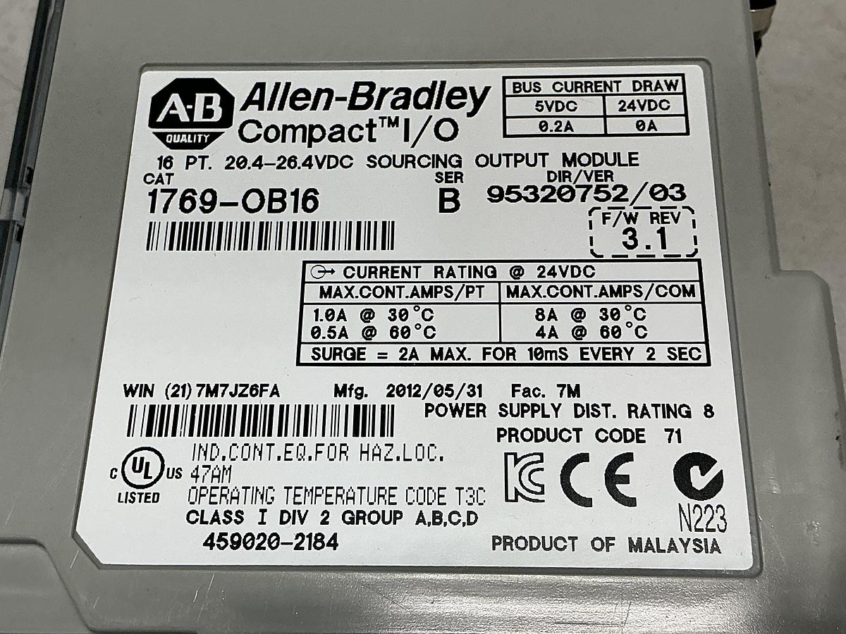 Used ALLEN BRADLEY 1769-OB16 SER B
