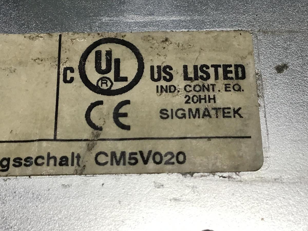 Used SIGMATEK 12-250-021 Base Plate/ Back Panel CM5V020 USED #136462