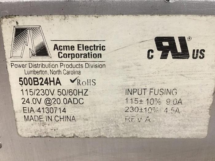 Used ACME ELECTRIC Power Supply 500B24HA USED