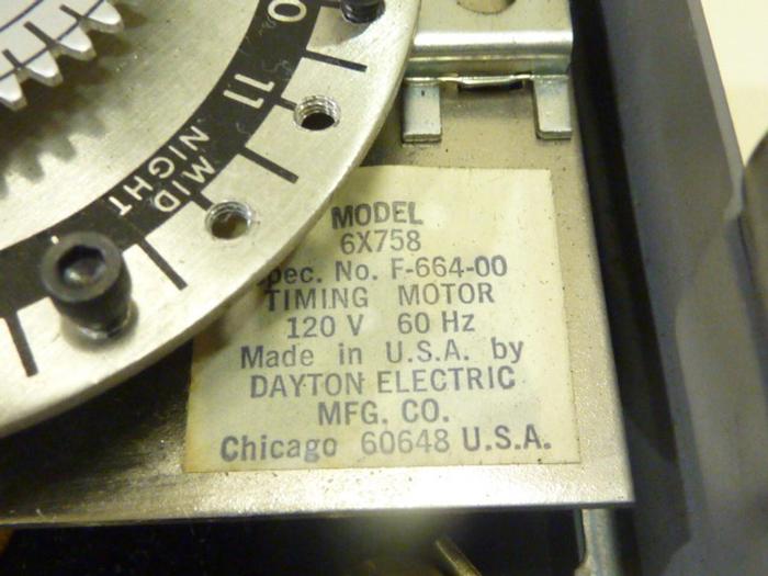 Used DAYTON ELECTRIC Timer 6X758 #42949