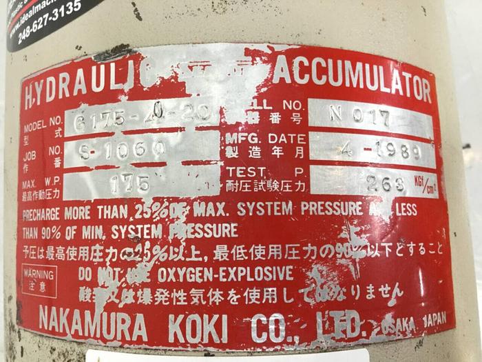 Used NAKAMURA KOKI Hydraulic Accumulator G175-40-20 #92166