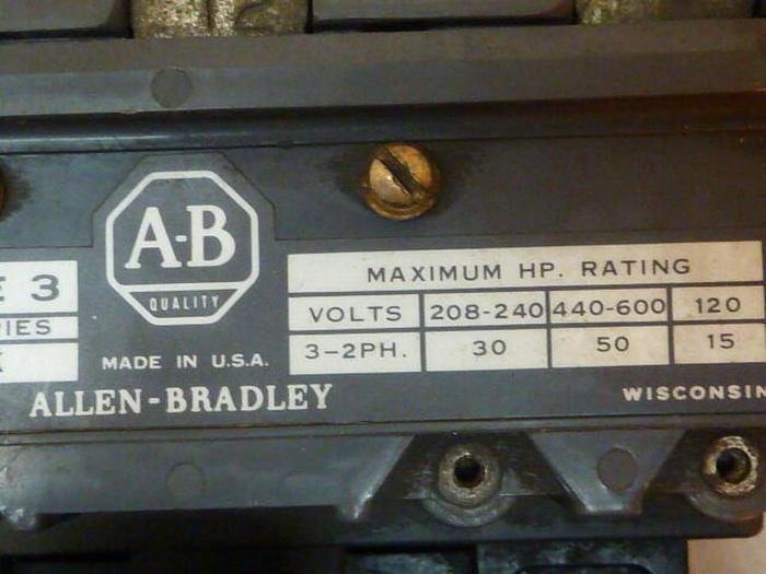 Used ALLEN BRADLEY Motor Starter Size 3 709-DOD SER K #28728