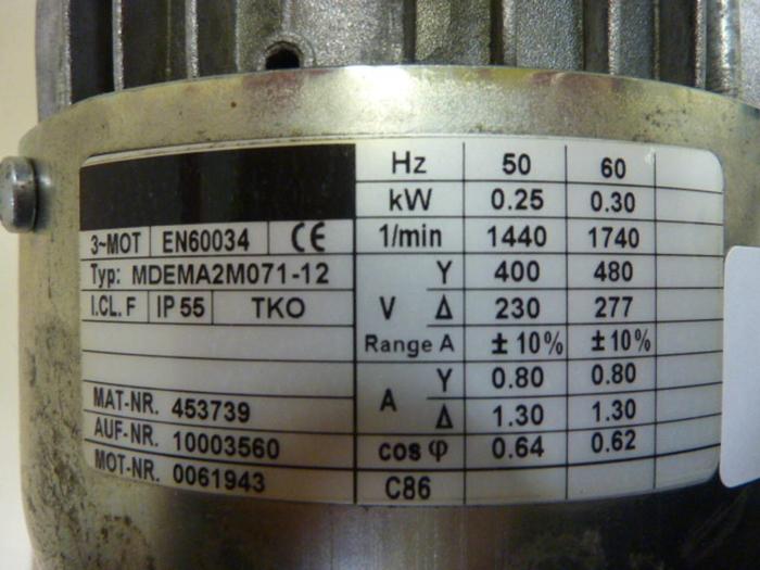 Used REXROTH Gear Reduction Motor MDEMA2M071-12 #59332