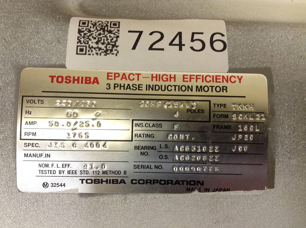 Used TOSHIBA 3 Phase Induction Motor TKKH SCKL21 Used