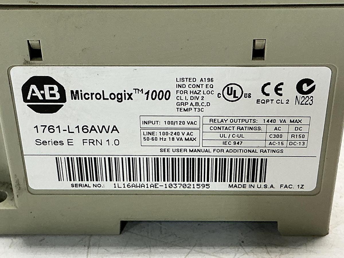 Used ALLEN BRADLEY 1761-L16AWA SER E