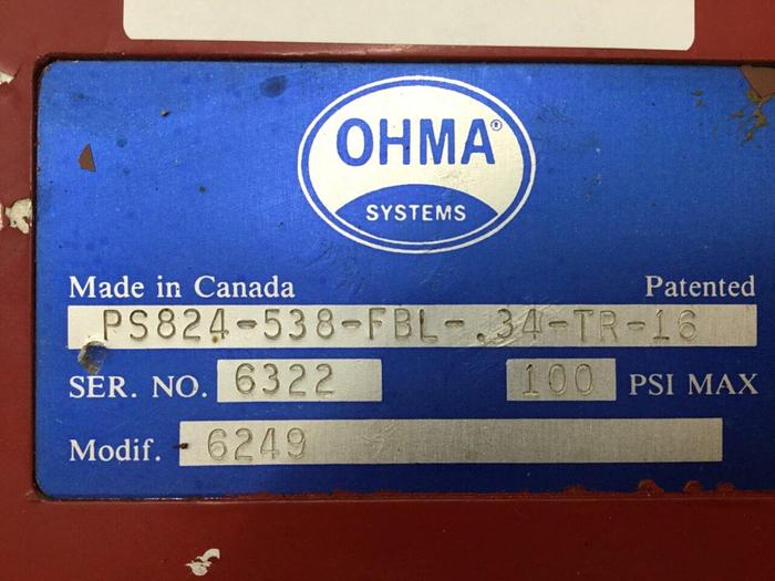 Used OHMA Piercing Cylinder PS824-538-FBL-34-TR-16 #112091
