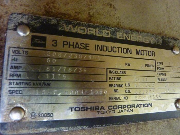 Used TOSHIBA 29 HP Induction Motor MOTOR708 #56708