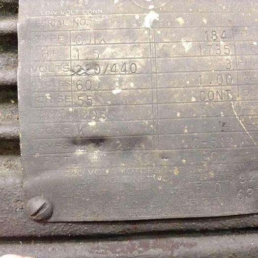 Used LOUIS ALLIS 1.5 HP Induction Motor CJIX #75139