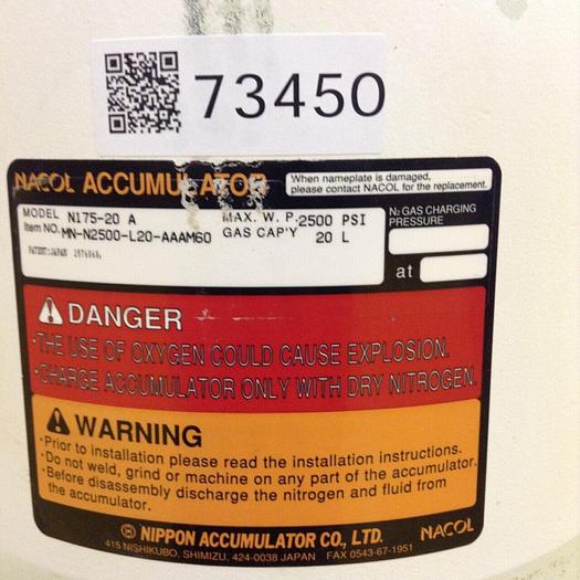 Used NIPPON ACCUMULATOR NACOL Hydraulic Accumulator N175-20 A #73452