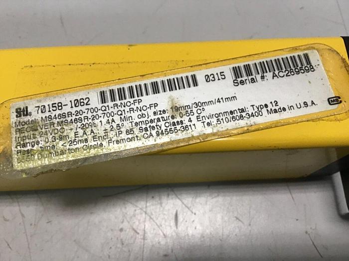 Used STI Light Curtain Receiver MS46SR-20-700-Q1-R-NC-FP #133947