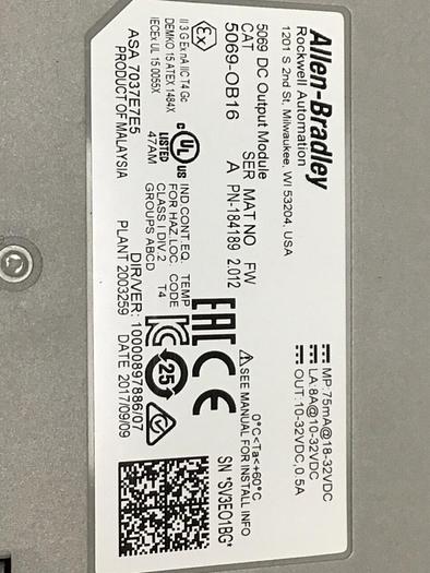 Used ALLEN BRADLEY Output Module 5069-OB16 SER A #140198