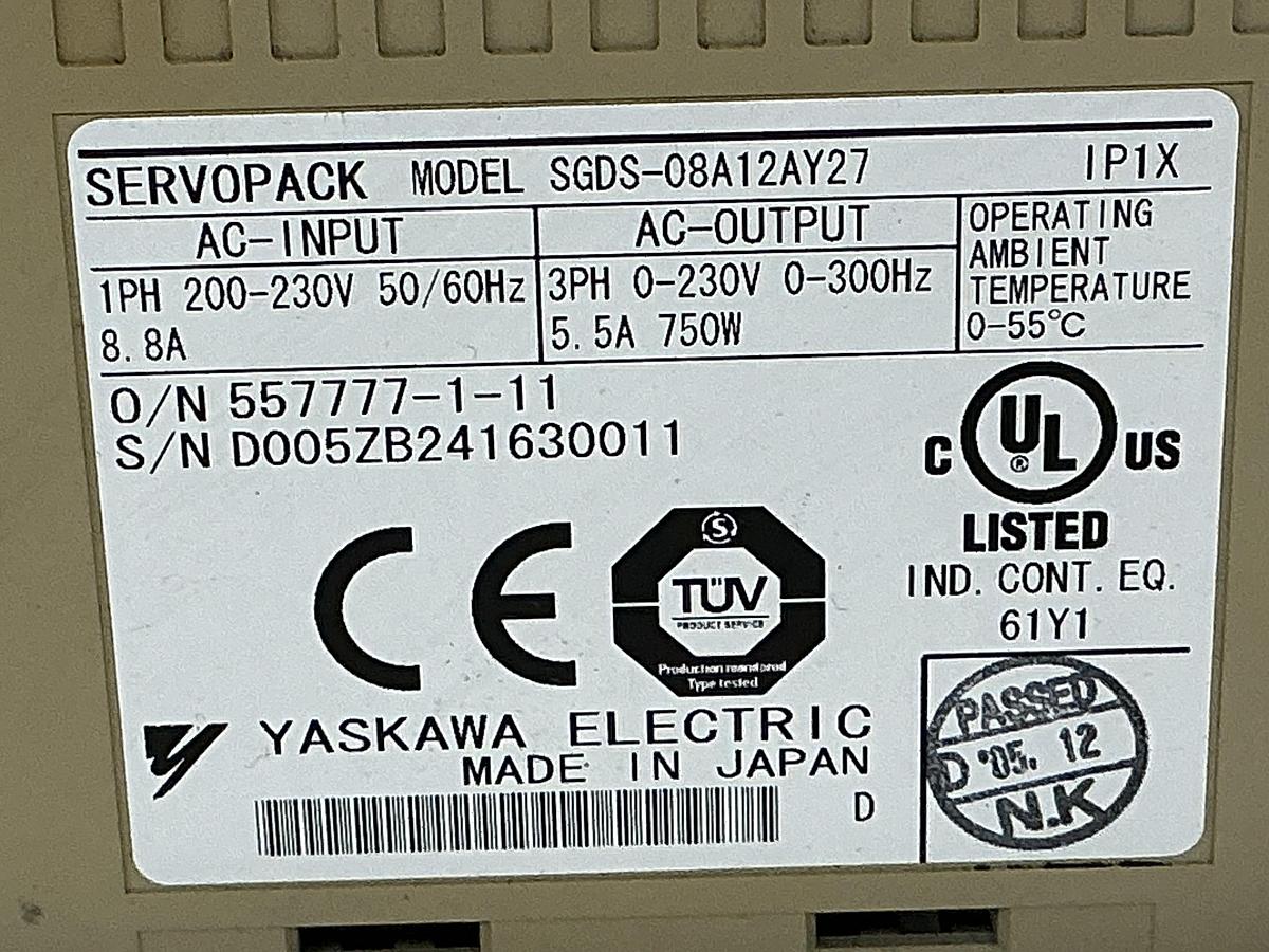 Used YASKAWA SGDS-08A12AY27